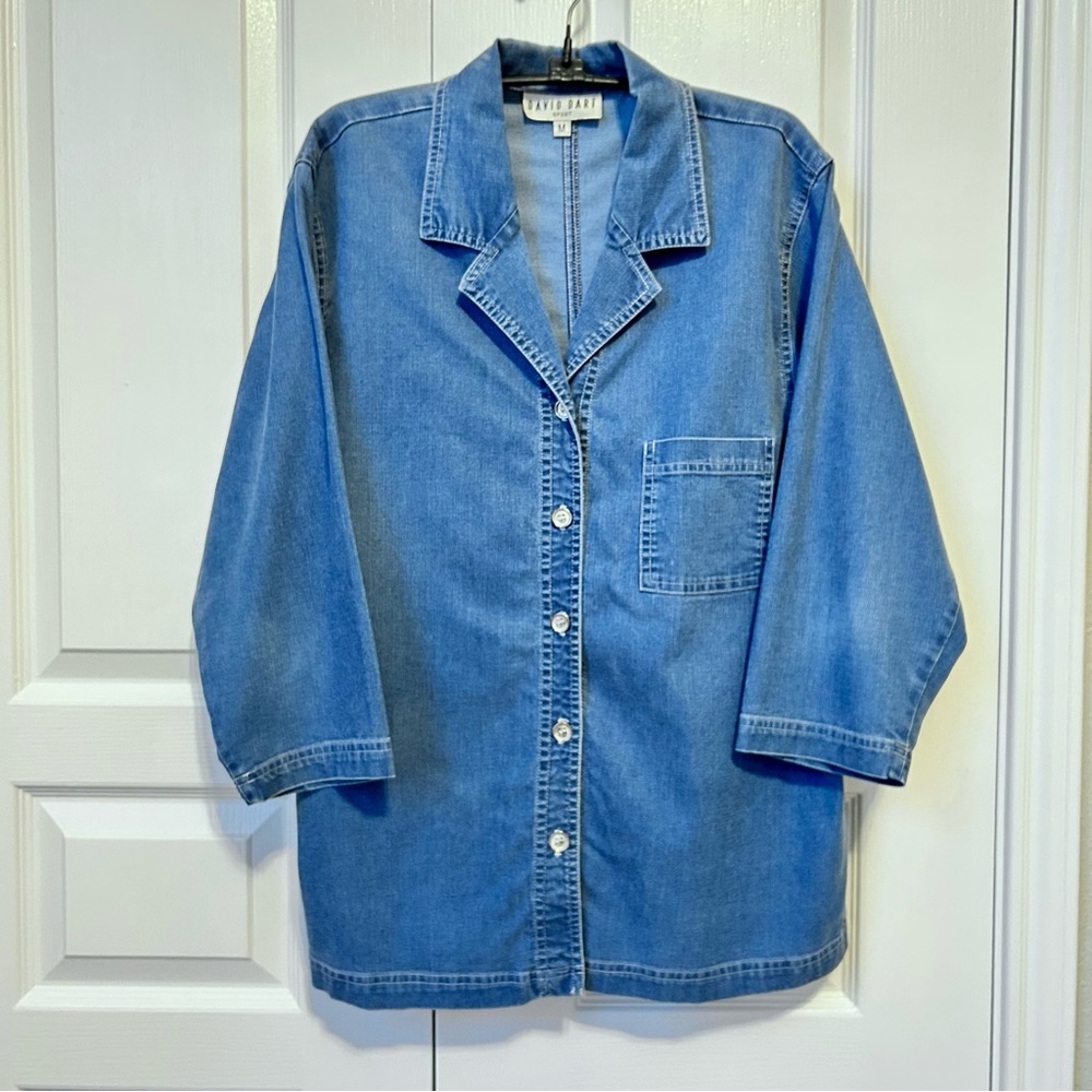 Vintage David Dart Relaxed Button Down Chambray Shirt Womens Medium